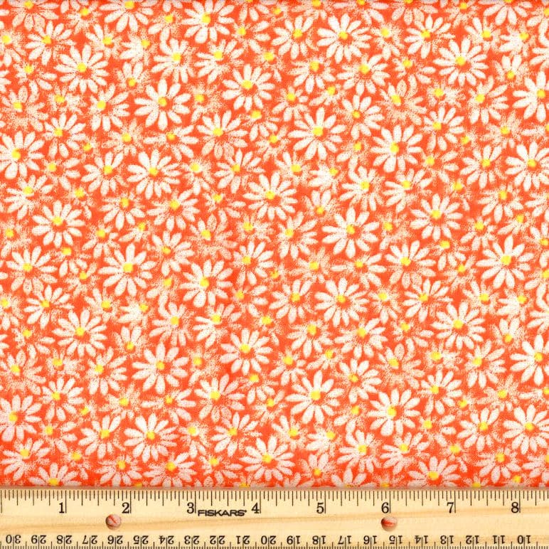 Quilter's Calicos / Crazy Daizy Orange with Yellow Dot Cotton Fabric