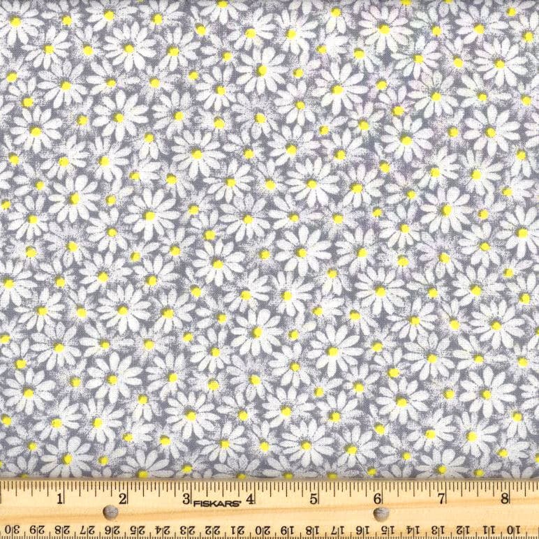 Quilter's Calicos / Crazy Daizy Gray with Yellow Dot Cotton Fabric