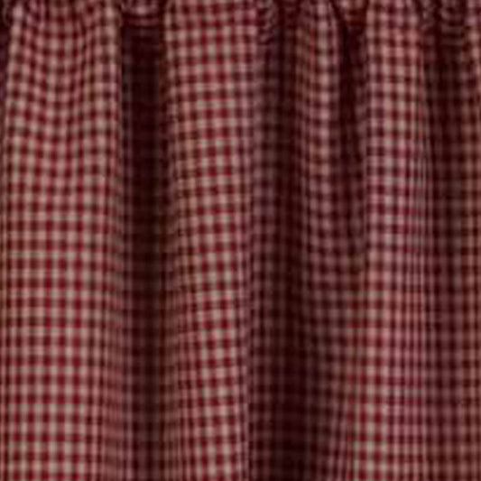 Home Collections by Raghu Newbury Gingham Red 36 inch Tier Curtains red white check cotton farmhouse window treatment