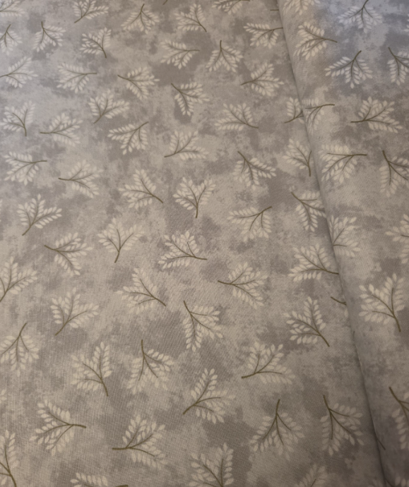 Amour Gray and White Leaf cotton fabric by the yard from Maywood Studio