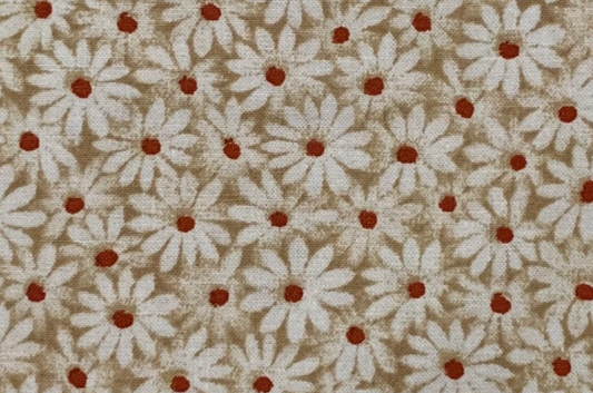 Quilter's Calicos / Crazy Daizy Camel with Rust Dot Cotton Fabric