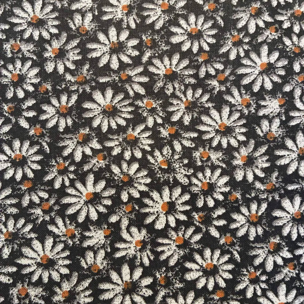 Quilter's Calicos / Crazy Daizy Black with Brown Dot Cotton Fabric