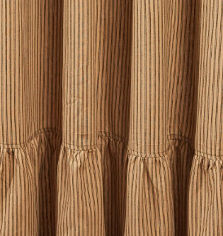Sturbridge Wine shower curtain close up ruffle ticking stripe detail Park Designs bathroom