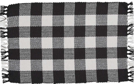 Wicklow Check Yarn Placemat - Black & White