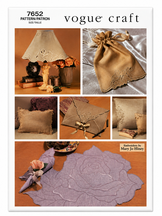 Vogue Craft 7652 Embroidered Home Décor Accessories Sewing Pattern