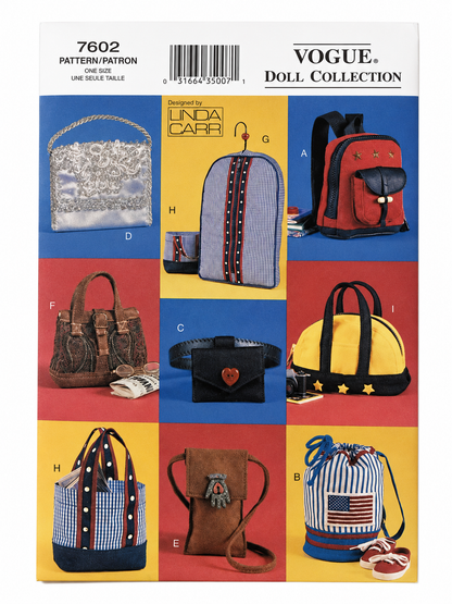 Vogue Doll Collection 7602 Doll Bags & Accessories Sewing Pattern
