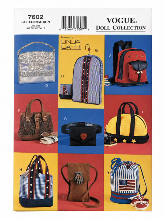 Vogue Doll Collection 7602 Doll Bags & Accessories Sewing Pattern