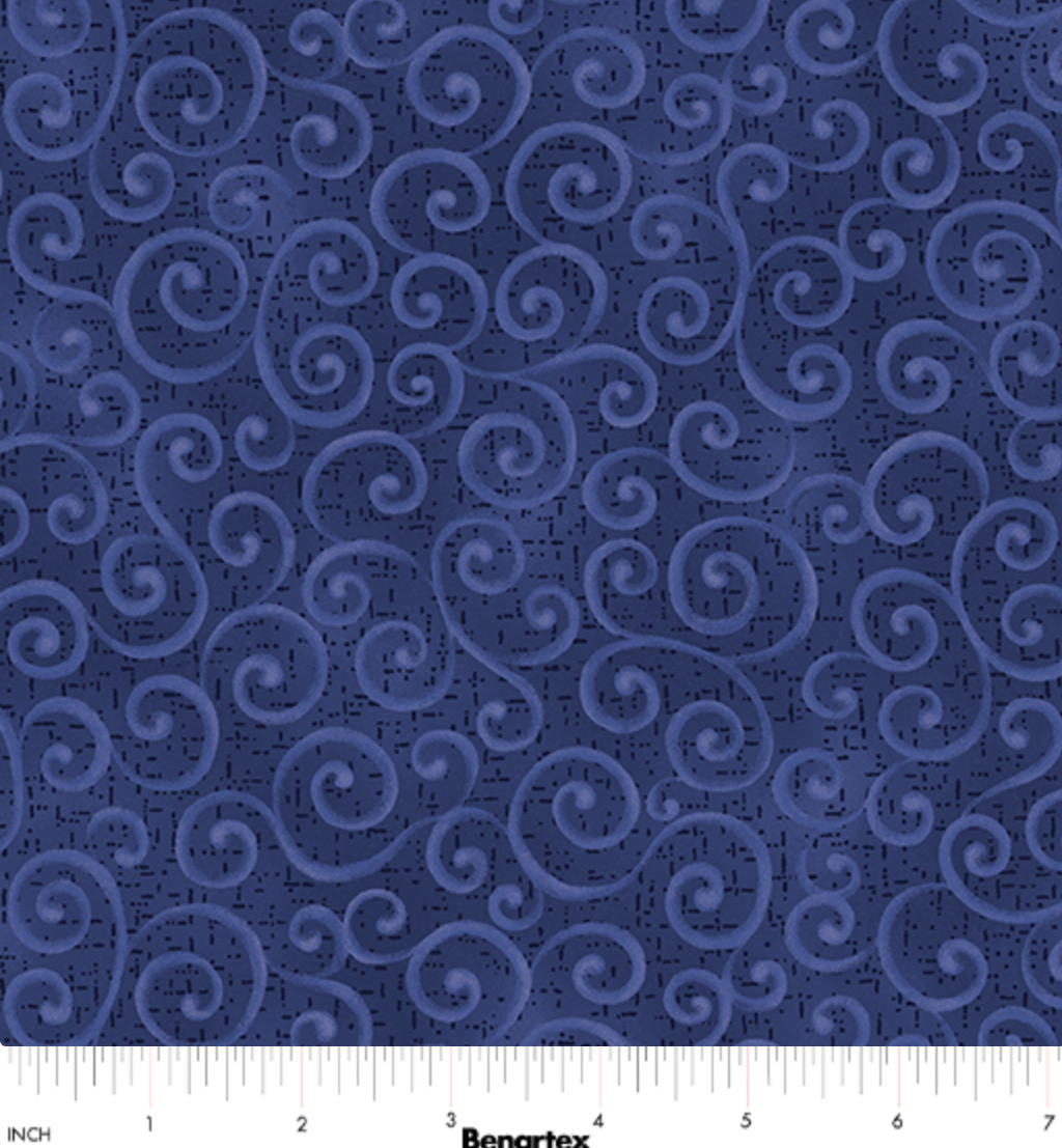 Benartex Swirling Winds Navy cotton fabric from the Autumn Breeze collection
