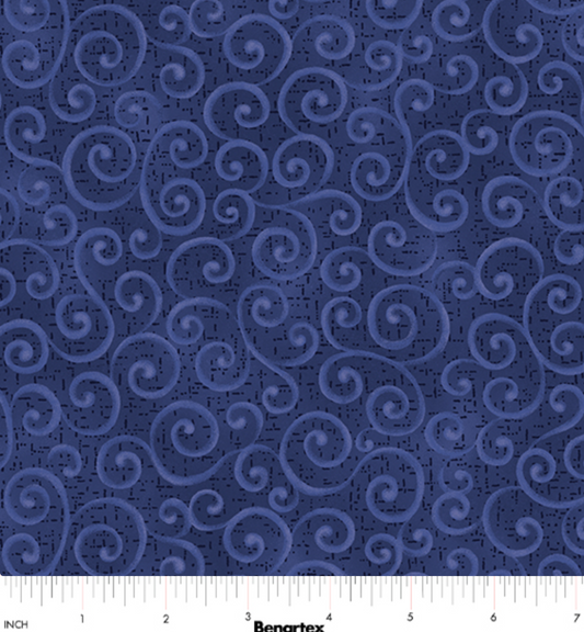 Benartex Swirling Winds Navy cotton fabric from the Autumn Breeze collection