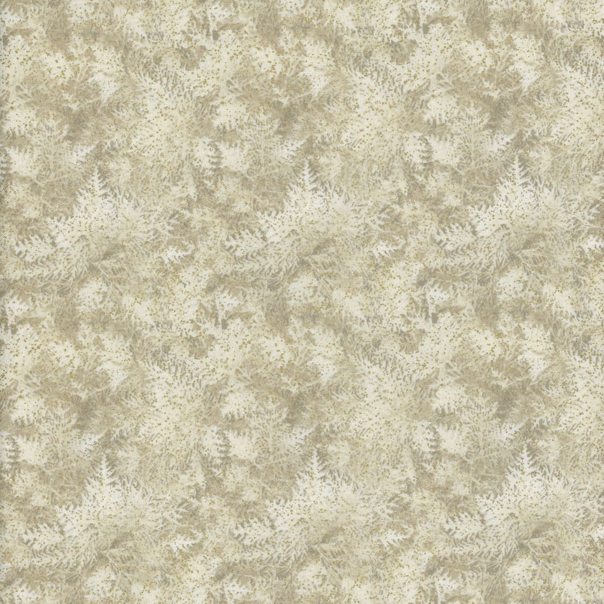 Grand Fir in Tan from Benartex A Winter's Day quilting fabric by the yard warm tan cotton metallic fir tree print by Jackie Robinson