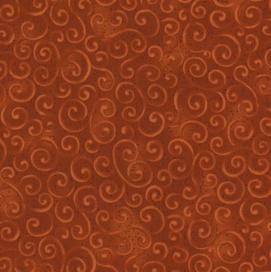 Brown fabric with swirling pattern