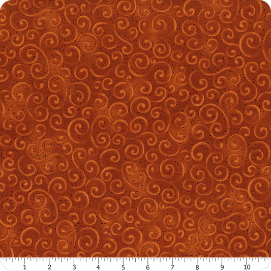 Swirling Winds Chestnut Fabric by the Yard