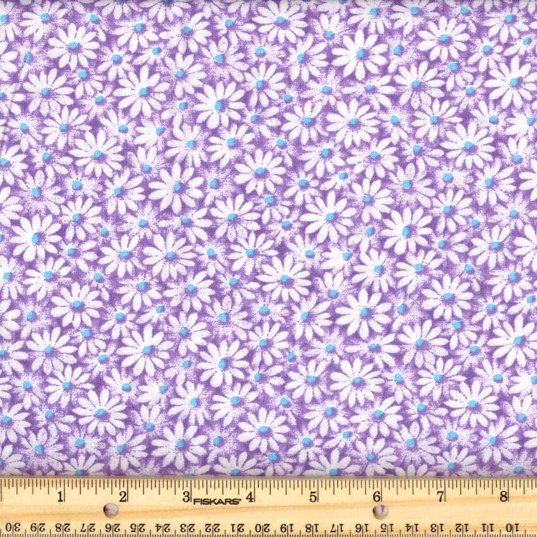 Quilter's Calicos / Crazy Daizy Lilac with Blue Dot Cotton Fabric