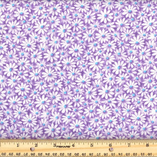 Quilter's Calicos / Crazy Daizy Lilac with Blue Dot Cotton Fabric