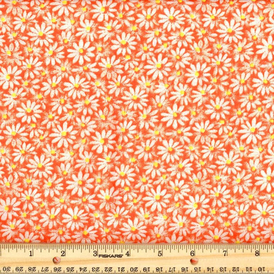 Quilter's Calicos / Crazy Daizy Orange with Yellow Dot Cotton Fabric