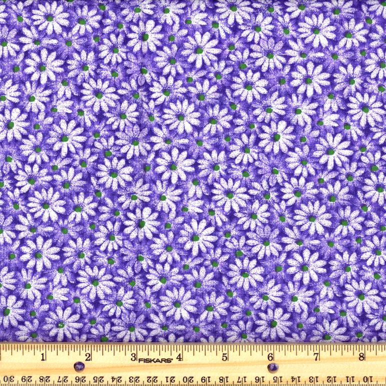 Quilter's Calicos / Crazy Daizy Purple with Green Dot Cotton Fabric