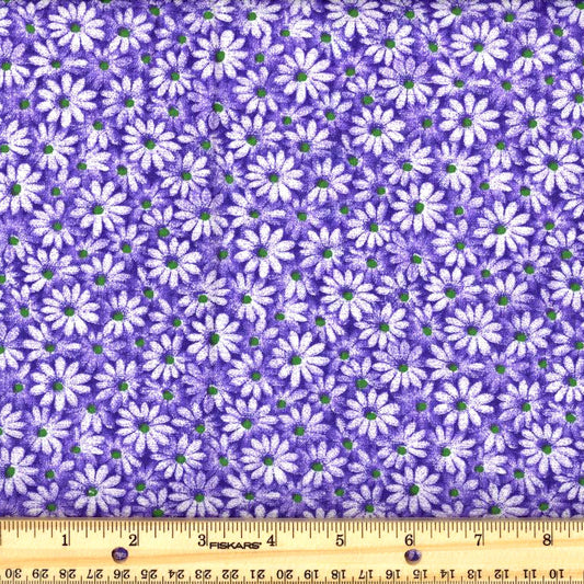 Quilter's Calicos / Crazy Daizy Purple with Green Dot Cotton Fabric