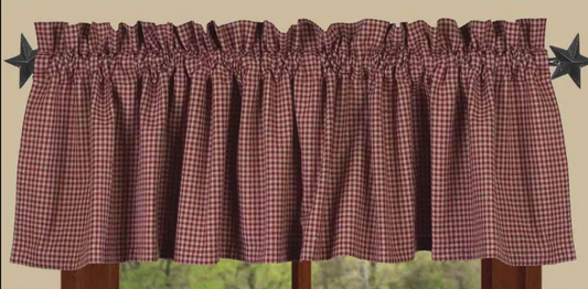 Home Collections by Raghu Newbury Gingham Red Valance red and white check cotton farmhouse window valance
