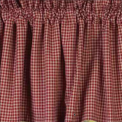 Home Collections by Raghu Newbury Gingham Red Valance red and white check cotton farmhouse window valance