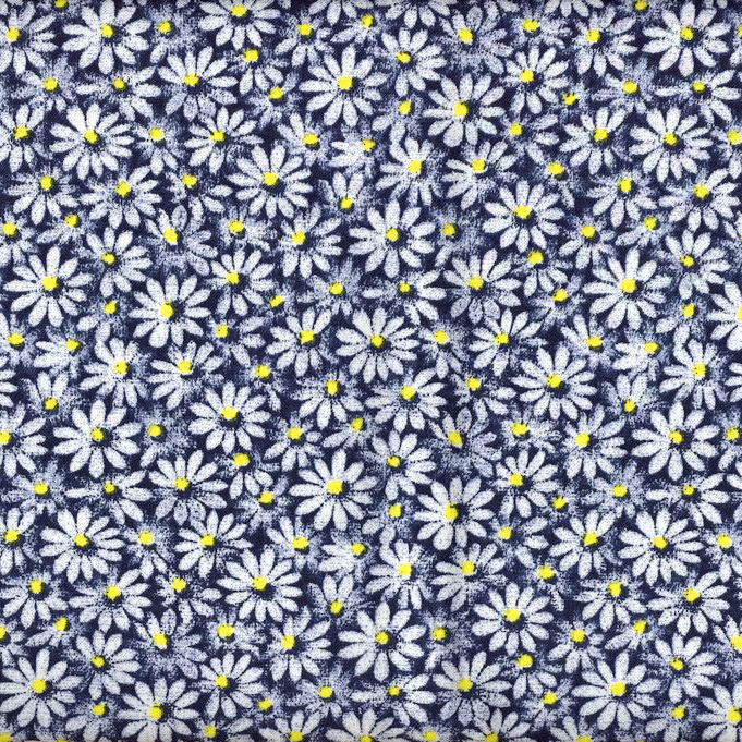 Quilter's Calicos / Crazy Daizy Navy with Yellow Dot Cotton Fabric