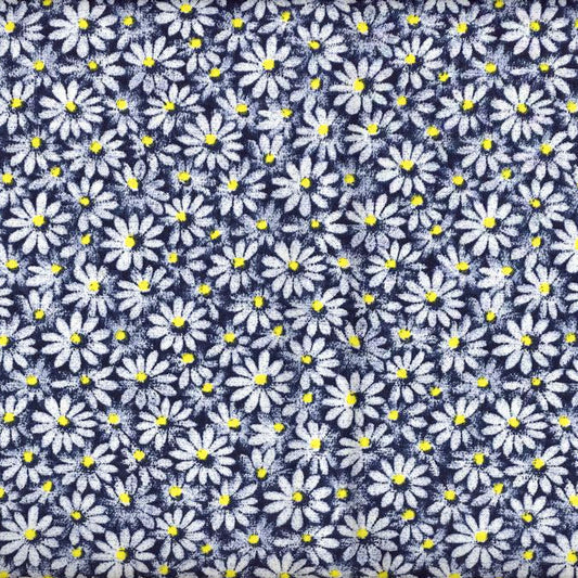 Quilter's Calicos / Crazy Daizy Navy with Yellow Dot Cotton Fabric