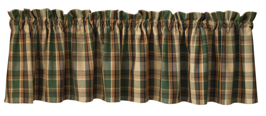 Park Designs Scotch Pine Valance 72x14 inch green brown gold plaid cotton farmhouse window valance