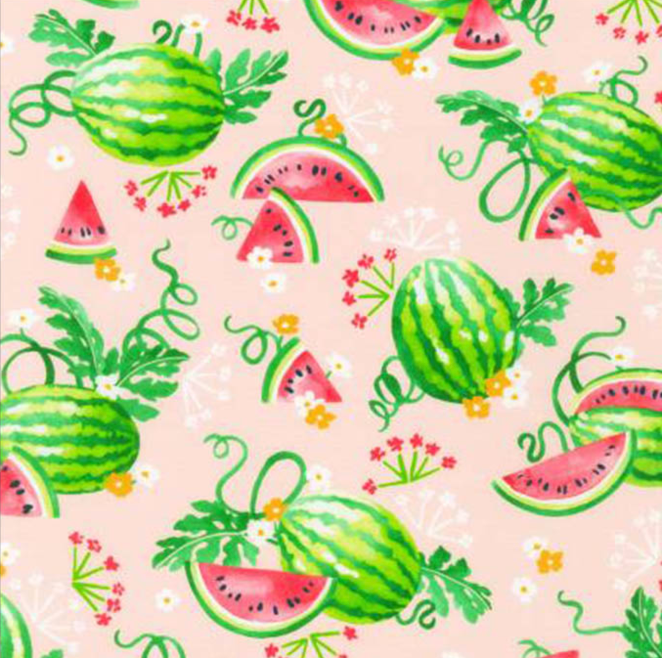 Sweetness Peach Watermelon Cotton Fabric