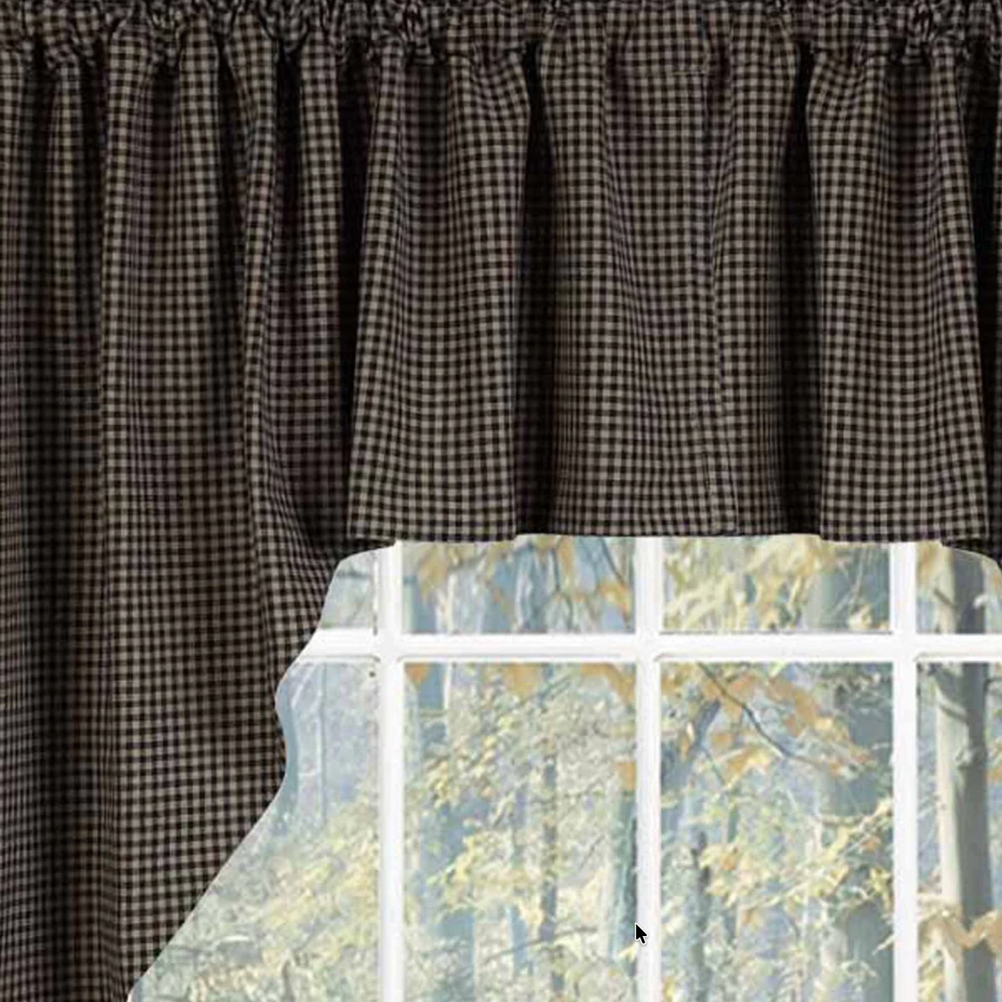 Home Collections by Raghu Newbury Gingham Black Swag Curtains black and white check cotton farmhouse window swag