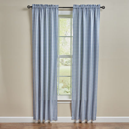 Stafford Dusk Lined Curtain Panels 72x84 inch dusk blue and cream plaid Park Designs
