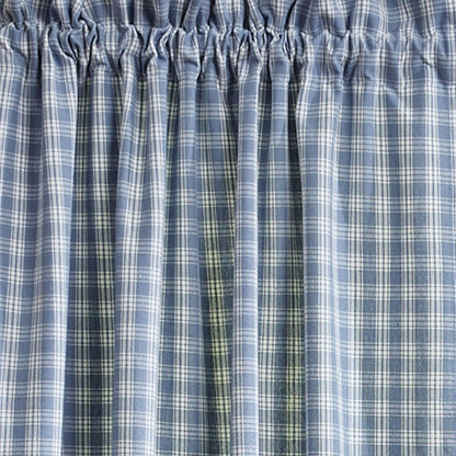 Stafford Dusk Lined Curtain Panels alternate view dusk blue plaid farmhouse window treatment