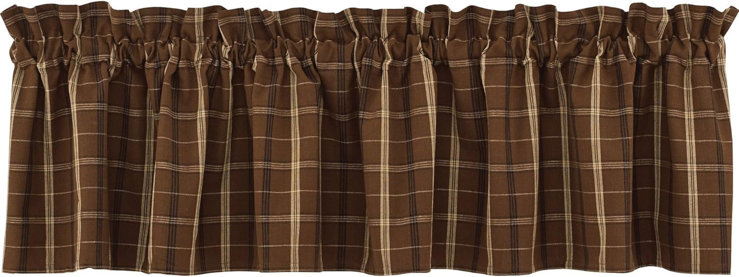 Brown plaid valance curtain