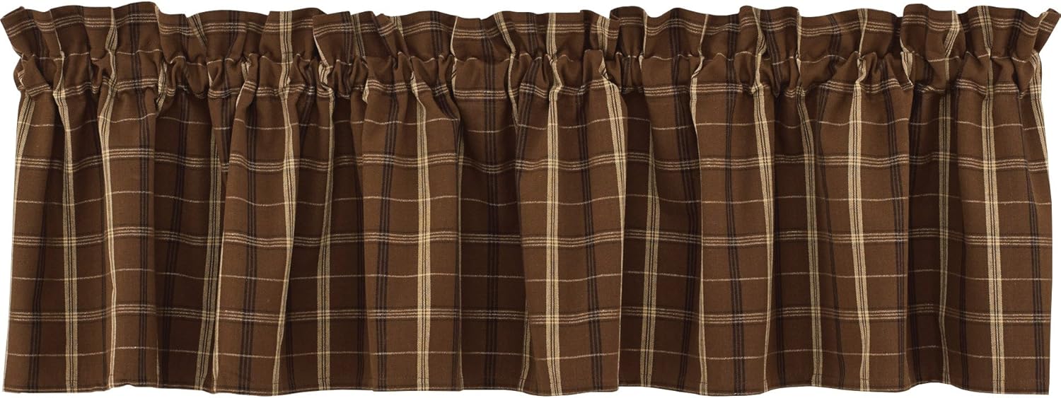Brown plaid valance curtain