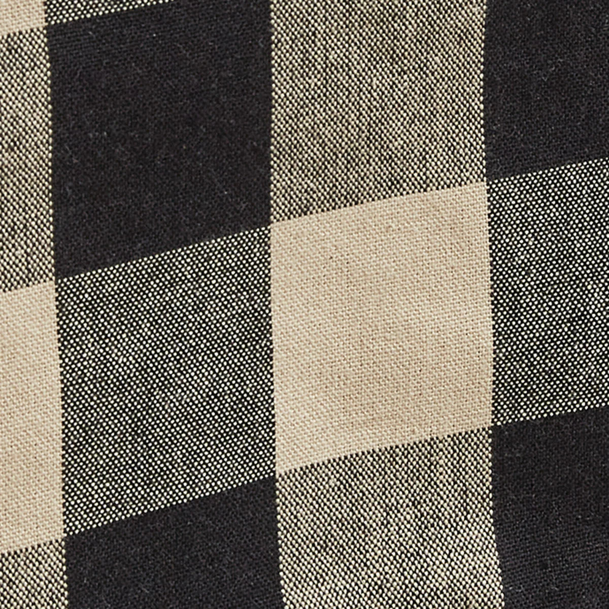 Wicklow Check Black Ruffled Table Runner close up black and tan check pattern detail
