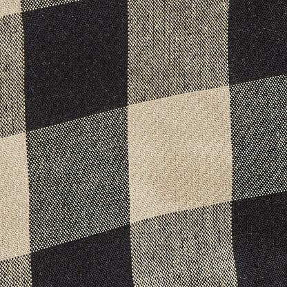 Wicklow Check Black Ruffled Table Runner close up black and tan check pattern detail