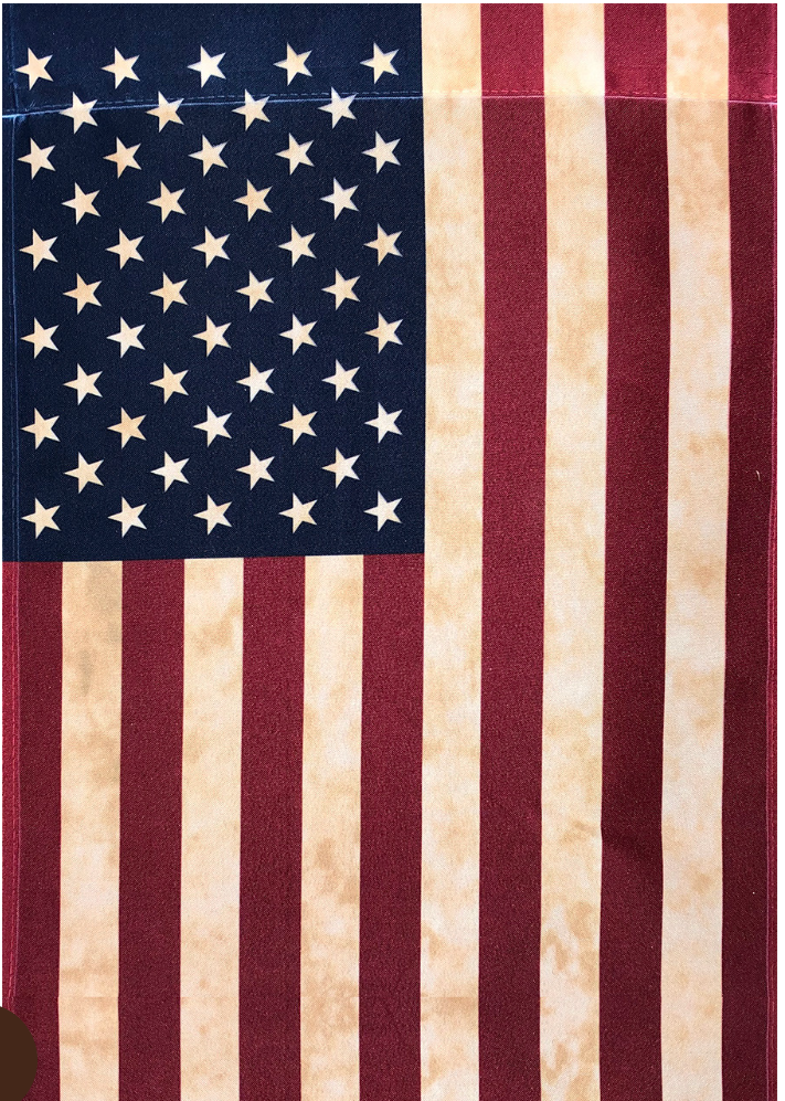 flag designed with all-weather, fade-resistant fabric and premium-quality construction with primitive teastained look