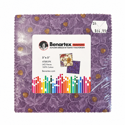 Benartex Autumn Breeze 5-inch cotton fabric squares, 42-piece quilting pack