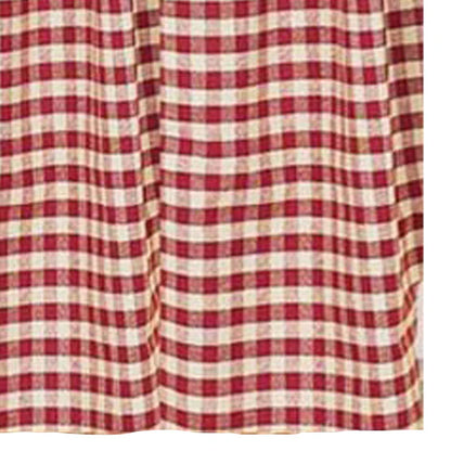 Heritage House Check Barn Red Shower Curtain close up barn red and nutmeg check detail unlined cotton country bathroom