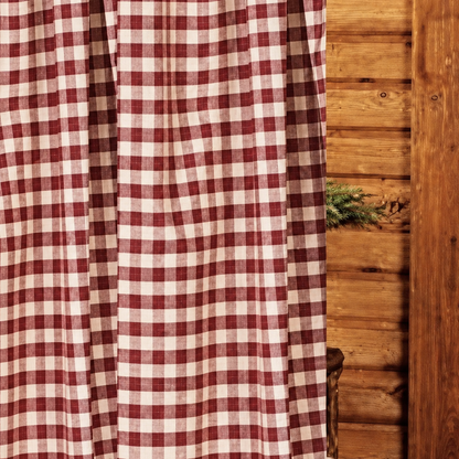 Heritage House Check Barn Red Shower Curtain 72x72 inch barn red and nutmeg check cotton Home Collections by Raghu