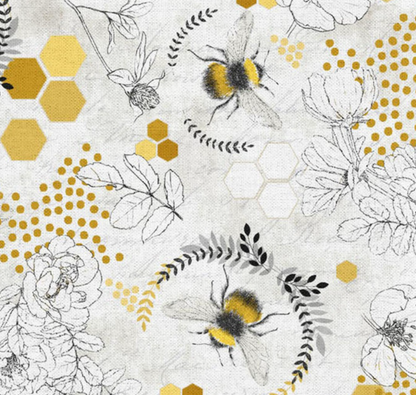 Create It Bumble Bee cotton fabric strips, coordinated print detail one
