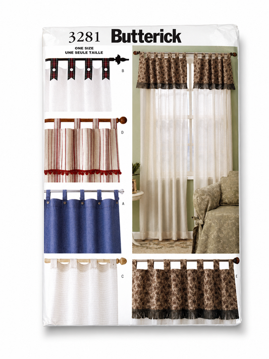 Butterick 3281 One Size Tab Top Curtains Sewing Pattern