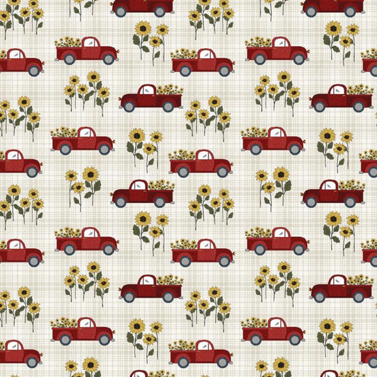 Heartland Country Road Truck Natural by Benartex Fabric by the Yard