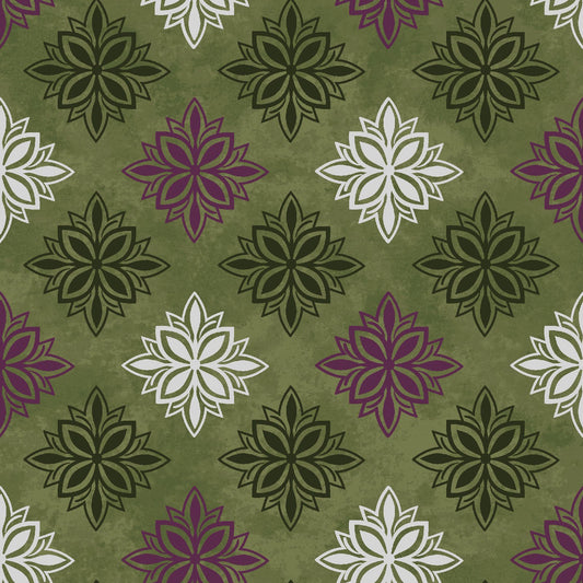 Amour in Green from Maywood Studio quilting fabric by the yard deep olive black tonal print cotton by Monique Jacobs