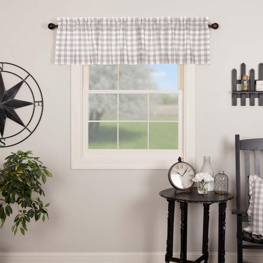 Annie Buffalo Gray Check Lined Valance 16" x 72"