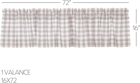 Annie Buffalo Gray Check Lined Valance 16" x 72"