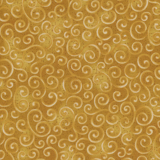 Benartex Swirling Winds Gold cotton fabric from the Autumn Breeze collection