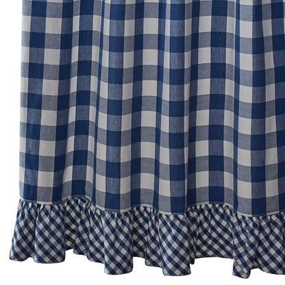 Wicklow Check China Blue Ruffled Shower Curtain 72x72 inch china blue and cream cotton Park Designs