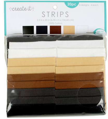 Create It! Solid Natural Colors Cotton Fabric Strips 20pc, 2.5" x 42"