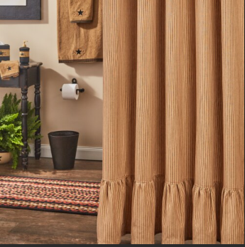 Sturbridge Ticking Ruffled Shower Curtain - Wine 72"x72"