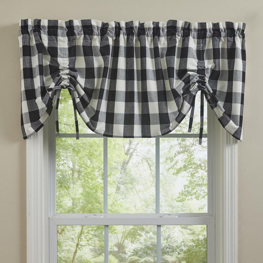 Wicklow Check Black & Cream (white) Valance 60" x 20"