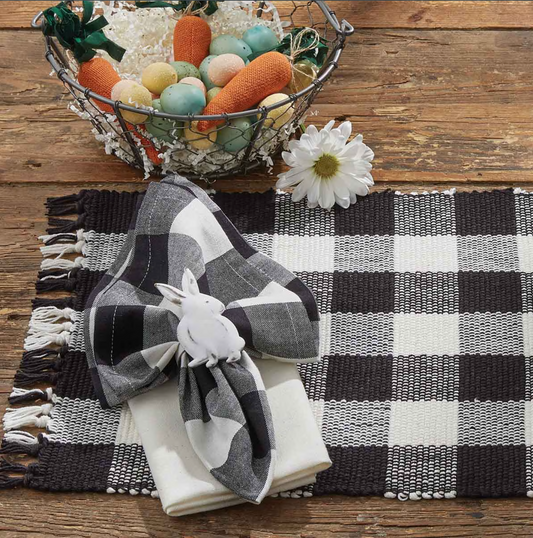 Wicklow Check Yarn Placemat - Black & White